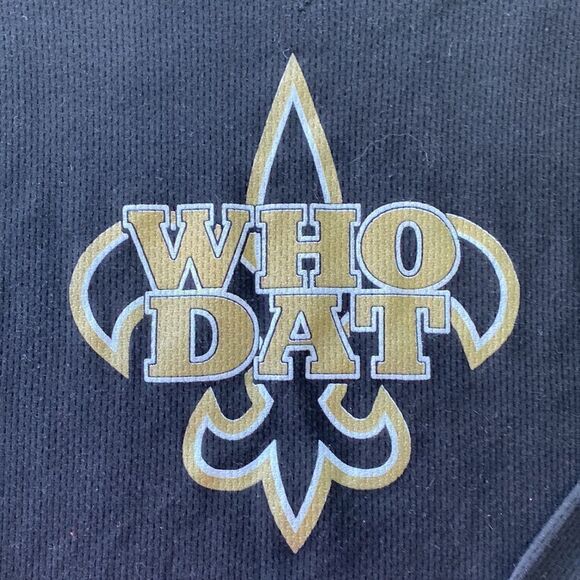 Toppy PULLOVER BLACK “WHO DAT” GOLD GRAPHIC SIZE L - Picture 2 of 8